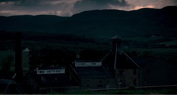 Movie still from “The Angels' Share” (2012), directed by Ken Loach – A view of a mountain range from a distance; Extreme Wide shot, High angle