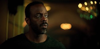 Movie still from “Altered Carbon” (2018), created by Laeta Kalogridis – Close Up shot, Low angle