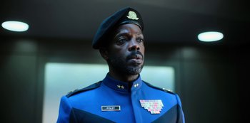 Movie still from “Altered Carbon” (2018), created by Laeta Kalogridis – Close Up shot, Low angle