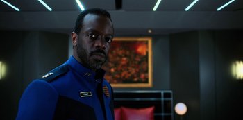 Movie still from “Altered Carbon” (2018), created by Laeta Kalogridis – Close Up shot, Low angle