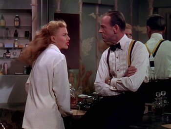 Movie still from “The Barkleys of Broadway” (1949), directed by Charles Walters – A man and a woman talking in front of each other; Medium shot, Over the shoulder angle