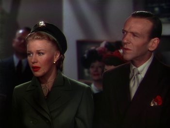 Movie still from “The Barkleys of Broadway” (1949), directed by Charles Walters – A man and a woman standing next to each other; Close Up shot, Low angle