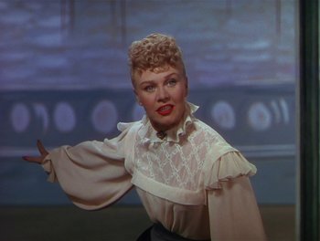 Movie still from “The Barkleys of Broadway” (1949), directed by Charles Walters – A person wearing a blouse; Close Up shot, Low angle
