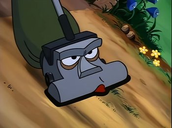A cartoon character with an angry look on his face