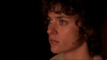 Movie still from “The Duellists” (1977), directed by Ridley Scott – A person's face in the dark; Close Up shot, High angle