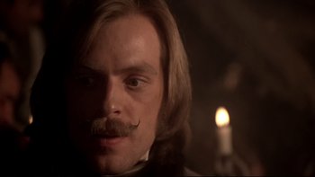 Movie still from “The Duellists” (1977), directed by Ridley Scott – A person with a mustache; Close Up shot, Low angle