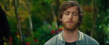 Movie still from “The Final Girls” (2015), directed by Todd Strauss-Schulson – A person with his eyes closed; Close Up shot, Over the shoulder angle