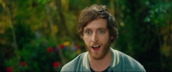 Movie still from “The Final Girls” (2015), directed by Todd Strauss-Schulson – A person wearing a jacket; Close Up shot, Over the shoulder angle