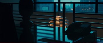 Movie still from “The Girlfriend Experience” (2009), directed by Steven Soderbergh – A view of a building through a window at night; Extreme Close Up shot, High angle