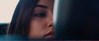 Movie still from “The Girlfriend Experience” (2009), directed by Steven Soderbergh – A woman's face looking at a mirror; Extreme Close Up shot, Over the shoulder angle