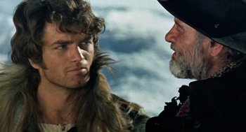 Movie still from “The Great Silence” (1968), directed by Sergio Corbucci – A man and a woman talking to each other; Close Up shot, Over the shoulder angle