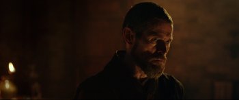 Movie still from “The Great Wall” (2016), directed by Yimou Zhang – A person with a beard looking to his left; Close Up shot, Over the shoulder angle