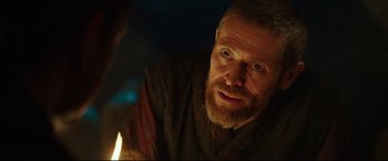 Movie still from “The Great Wall” (2016), directed by Yimou Zhang – A person with a beard; Close Up shot, Over the shoulder angle