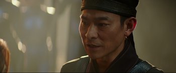 Movie still from “The Great Wall” (2016), directed by Yimou Zhang – A person wearing a hat; Close Up shot, Low angle