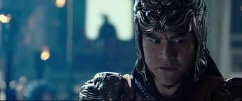 Movie still from “The Great Wall” (2016), directed by Yimou Zhang – A person wearing a helmet; Close Up shot, Low angle