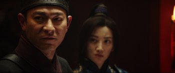 Movie still from “The Great Wall” (2016), directed by Yimou Zhang – A man and a woman standing next to each other; Close Up shot, Low angle