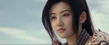 Movie still from “The Great Wall” (2016), directed by Yimou Zhang – A person with long black hair; Close Up shot, Low angle