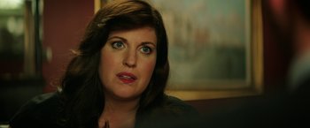 Movie still from “The House” (2017), directed by Andrew Jay Cohen – A person with blue eyes; Close Up shot, Over the shoulder angle