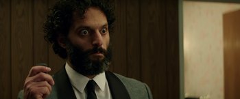 Movie still from “The House” (2017), directed by Andrew Jay Cohen – A man with a surprised look on his face; Close Up shot, Low angle