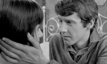 Movie still from “The Knack... and How to Get It” (1965), directed by Richard Lester – A man and a woman looking at one another; Close Up shot, Over the shoulder angle