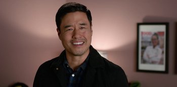 Movie still from “Always Be My Maybe” (2019), directed by Nahnatchka Khan – A person wearing a jacket; Close Up shot, Over the shoulder angle