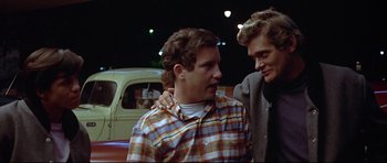 Movie still from “American Graffiti” (1973), directed by George Lucas – Close Up shot, Over the shoulder angle