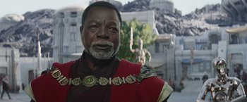 Movie still from “The Mandalorian” (2019), created by Jon Favreau – Close Up shot, Over the shoulder angle