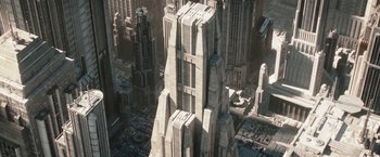 Movie still from “The Mandalorian” (2019), created by Jon Favreau – Extreme Wide shot, Overhead angle