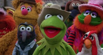 Movie still from “The Muppet Movie” (1979), directed by James Frawley – A group of stuffed animals; Medium shot, Low angle