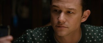 Movie still from “The Night Before” (2015), directed by Jonathan Levine – A person with his eyes wide open; Close Up shot, Over the shoulder angle