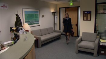 Movie still from “The Office” (2005), created by Ricky Gervais – Wide shot, High angle