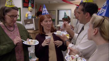 Movie still from “The Office” (2005), created by Ricky Gervais – Medium shot, Over the shoulder angle