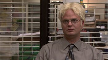 Movie still from “The Office” (2005), created by Ricky Gervais – Close Up shot, High angle