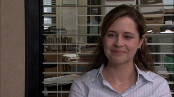 Movie still from “The Office” (2005), created by Ricky Gervais – Close Up shot, Over the shoulder angle