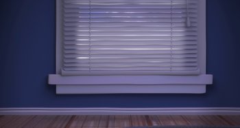 Movie still from “The Peanuts Movie” (2015), directed by Steve Martino – A room with a wooden floor and a window with blinds on it; Extreme Close Up shot, High angle