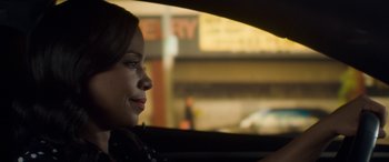 Movie still from “The Perfect Guy” (2015), directed by David M. Rosenthal – A woman sitting in the driver's seat of a car; Close Up shot, Over the shoulder angle