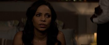 Movie still from “The Perfect Guy” (2015), directed by David M. Rosenthal – A woman that is sitting in a room; Close Up shot, Over the shoulder angle