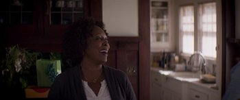 Movie still from “The Perfect Guy” (2015), directed by David M. Rosenthal – An older woman is looking up at the ceiling; Close Up shot, Over the shoulder angle