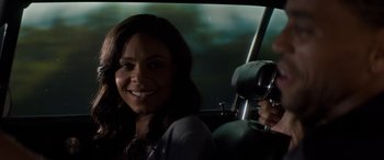 Movie still from “The Perfect Guy” (2015), directed by David M. Rosenthal – A woman sitting in the driver's seat of a car; Close Up shot, Over the shoulder angle
