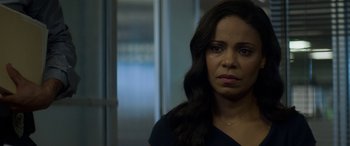 Movie still from “The Perfect Guy” (2015), directed by David M. Rosenthal – A person wearing a black shirt; Close Up shot, Over the shoulder angle