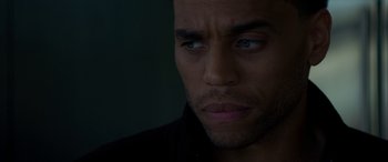 Movie still from “The Perfect Guy” (2015), directed by David M. Rosenthal – A man's face in a dark room; Close Up shot, Over the shoulder angle