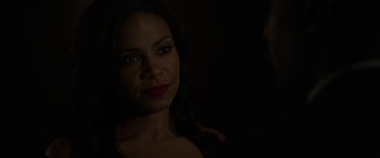 Movie still from “The Perfect Guy” (2015), directed by David M. Rosenthal – A beautiful woman with red lipstick in the dark; Close Up shot, Over the shoulder angle