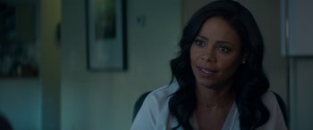 Movie still from “The Perfect Guy” (2015), directed by David M. Rosenthal – A person sitting in a chair; Close Up shot, Over the shoulder angle