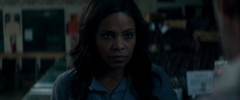 Movie still from “The Perfect Guy” (2015), directed by David M. Rosenthal – A person with long dark hair; Close Up shot, Over the shoulder angle