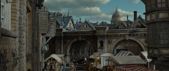 Movie still from “The Pirates! Band of Misfits” (2012), directed by Jeff Newitt – An image of a scene in a movie setting; Extreme Wide shot, High angle