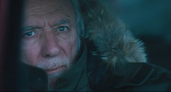 Movie still from “The Savages” (2007), directed by Tamara Jenkins – An old man with a beard and a fur coat; Close Up shot, Low angle
