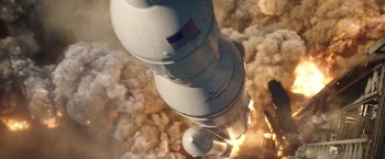 Movie still from “The Space Between Us” (2017), directed by Peter Chelsom – An image of a rocket being launched into the sky; Extreme Wide shot, Overhead angle