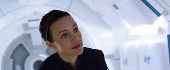 Movie still from “The Space Between Us” (2017), directed by Peter Chelsom – A person wearing a head band; Close Up shot, Over the shoulder angle