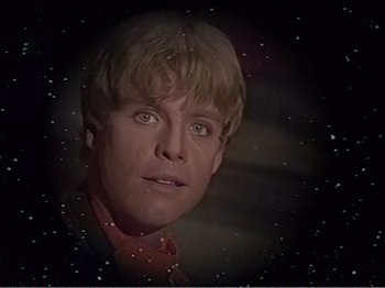 Movie still from “The Star Wars Holiday Special” (1978), directed by Steve Binder – A person wearing a suit and tie; Close Up shot, Low angle