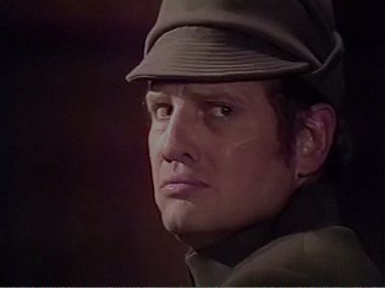 Movie still from “The Star Wars Holiday Special” (1978), directed by Steve Binder – A person wearing a hat; Close Up shot, Low angle